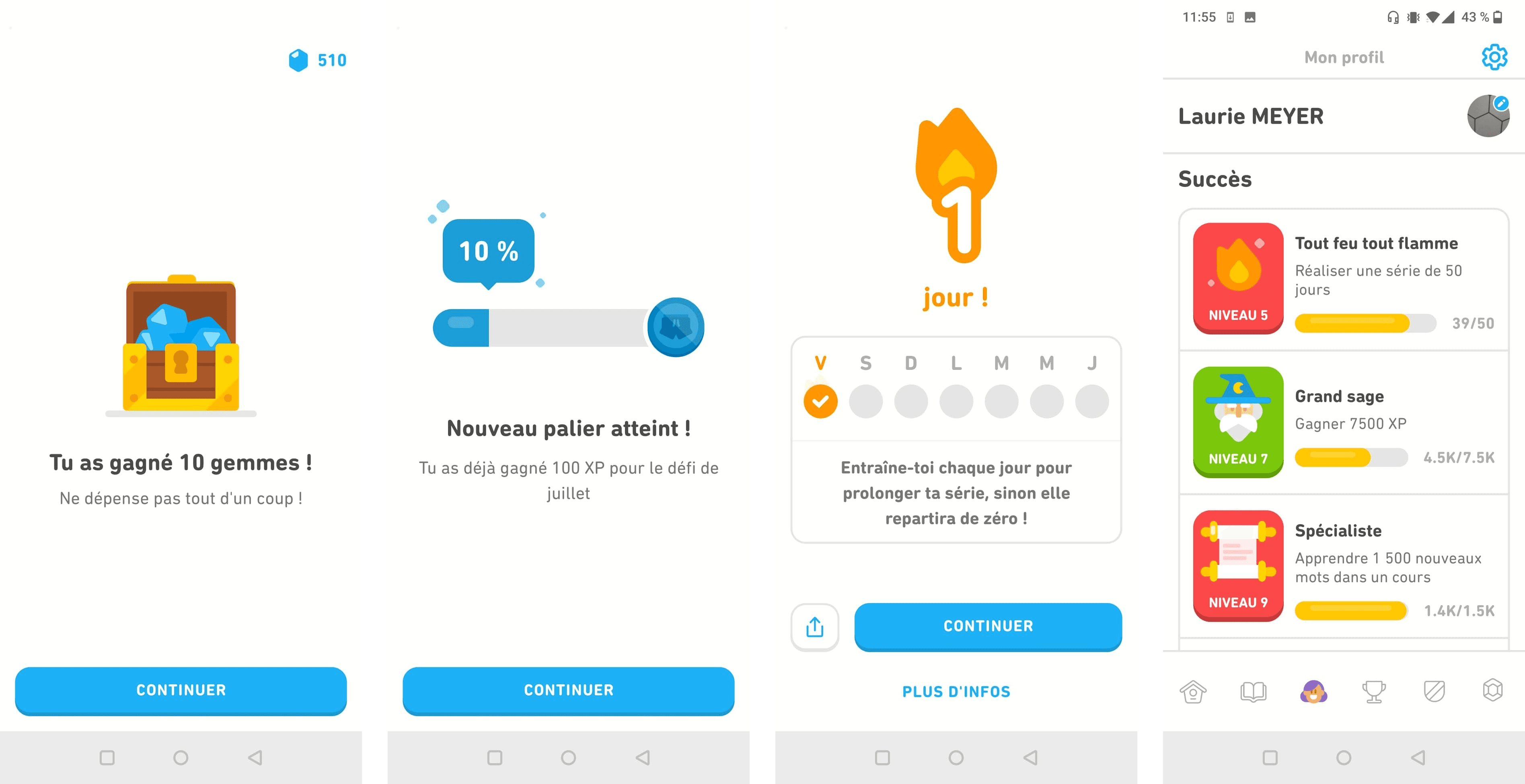 Système de récompenses de Duolingo