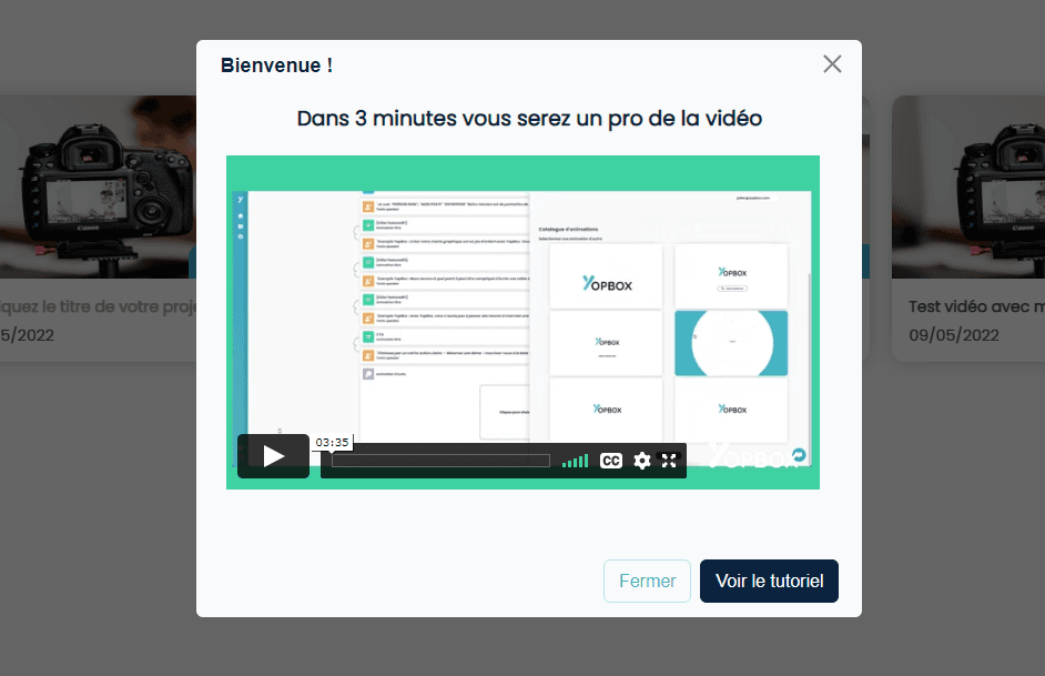 Interface de l’application Yopbox